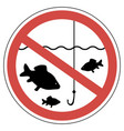 sign time of spawning fishing is prohibited fish vector image