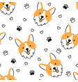 dogs seamless pattern with face of corgi texture vector image vector image
