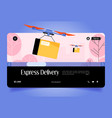 express delivery web banner drone carry parcel vector image