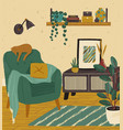 living room interior hand drawn vector image vector image