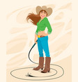portrait a cowgirl vector image