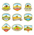 labels with the image of a farm vector image