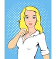woman point finger pop art vector image