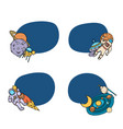 hand drawn space ship elements stickers vector image vector image