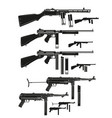 graphic silhouette old retro submachine guns vector image vector image