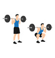 man doing barbell squat exercise vector image vector image
