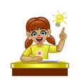 cartoon white girl student in school vector image