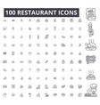 restaurant editable line icons 100 set vector image