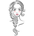 women long hair style icon logo face vector image