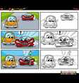 cartoon comic story with cars characters coloring vector image