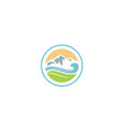 ocean sea wave leaf mountain nature landscape logo vector image vector image