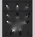 realistic spotlights dark set vector image
