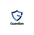 blue letter g shield guardian logo template vector image