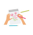 kids lab painting workshop hands hold paint vector image vector image