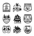 set of camping hiking mountains outdoor emblems vector image