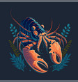 lobster seafood hand-drawn retro badge logo vector image
