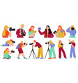photographer cartoon colored set vector image vector image