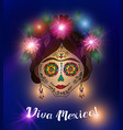 day of the dead skull in traditional mexican style vector image