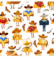 mexican nachos chips pattern cowboy and sheriff vector image