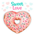 cute pink watercolor heart donut sweet love vector image vector image