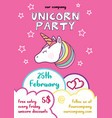 fun childish unicorn event flyer vector image