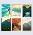 set bundle national park tourism vintage poster vector image vector image