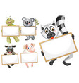 blank sign template with cute animals on white vector image
