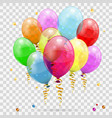 golden streamer balloons and confetti vector image