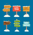 set christmas signboards wooden signs with snow vector image