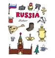 set of russia hand-drawn icons vector image