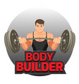 bodybuilder poster with strong man holding heavy vector image