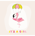 baby shower or arrival card - flamingo girl vector image
