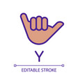 letter y sign in asl pixel perfect rgb color icon vector image