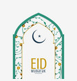 mosque gate with arabic floral decoration eid vector image