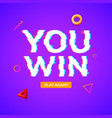 retro game glitch win score background video vector image