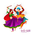 beautiful couple playing dandiya in disco garba vector image vector image