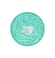 polynesian woman sea kelp hair circle mono line vector image vector image
