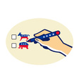 hand holding pen voting american election vector image vector image
