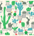 seamless pattern of cute potted cactuses vector image