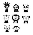 set isolated tropical black animals vector image vector image