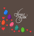 trees growing easter eggs and heart background vector image vector image