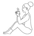 young black woman sitting with a cup of coffee vector image vector image