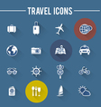 modern travel flat icons collection with long shad vector image