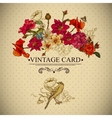 vintage floral card with birds and butterflies vector image vector image