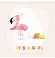 baby shower or arrival card - flamingo girl vector image