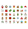 christmas line icons set celebratory attributes vector image vector image