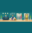 cartoon hotel reception lobby of inn vector image