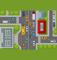 city top view cars roads houses streets vector image