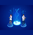 isometric digital dna structure in blue background vector image