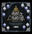 merry christmas golden decoration on dark wood vector image